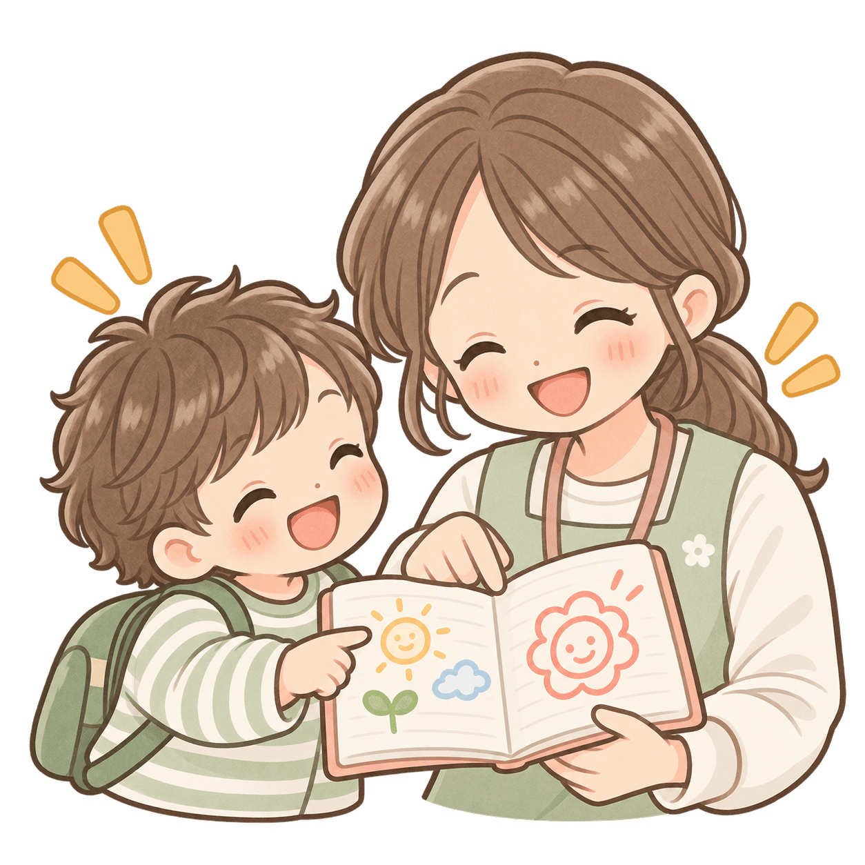 子どもの日々の様子を共有するイラスト