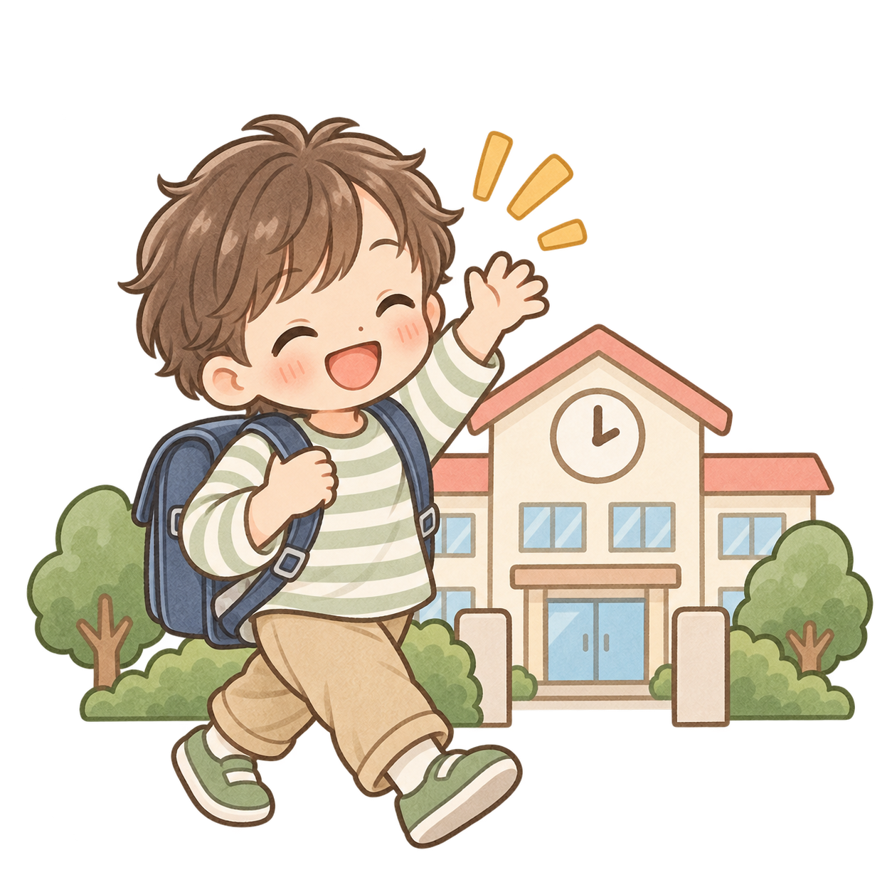 学校を終えて施設へ向かう子どものイラスト