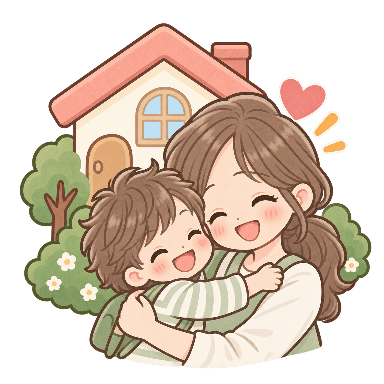 家庭で過ごす親子のイラスト