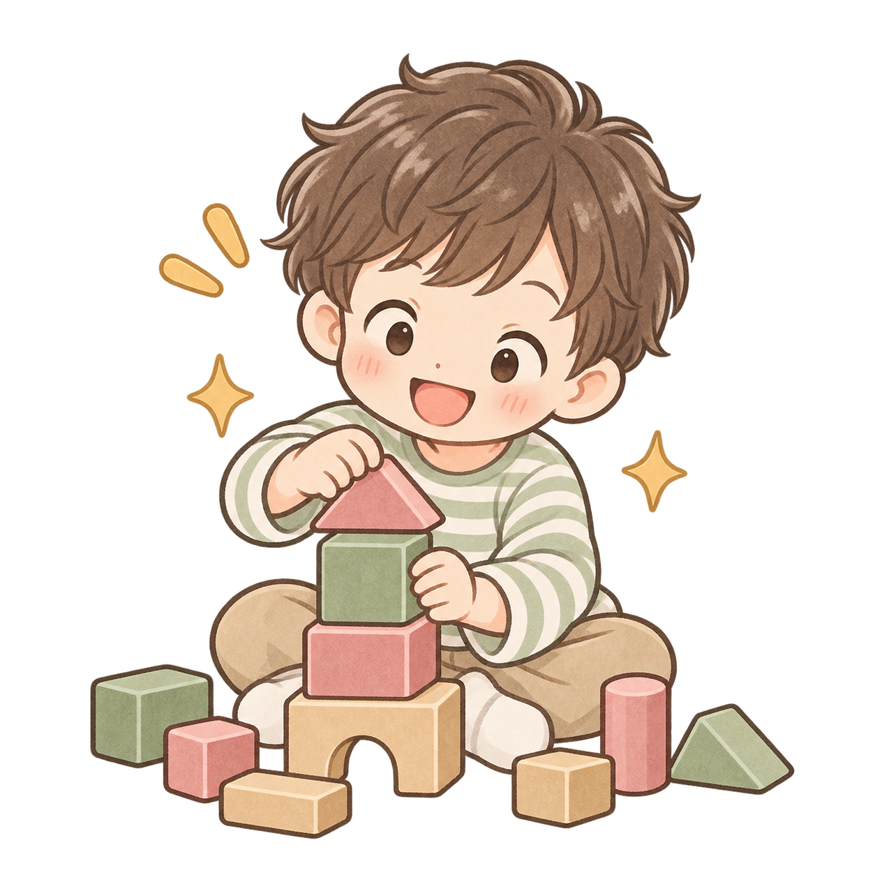 一人で個別活動に取り組む子どものイラスト