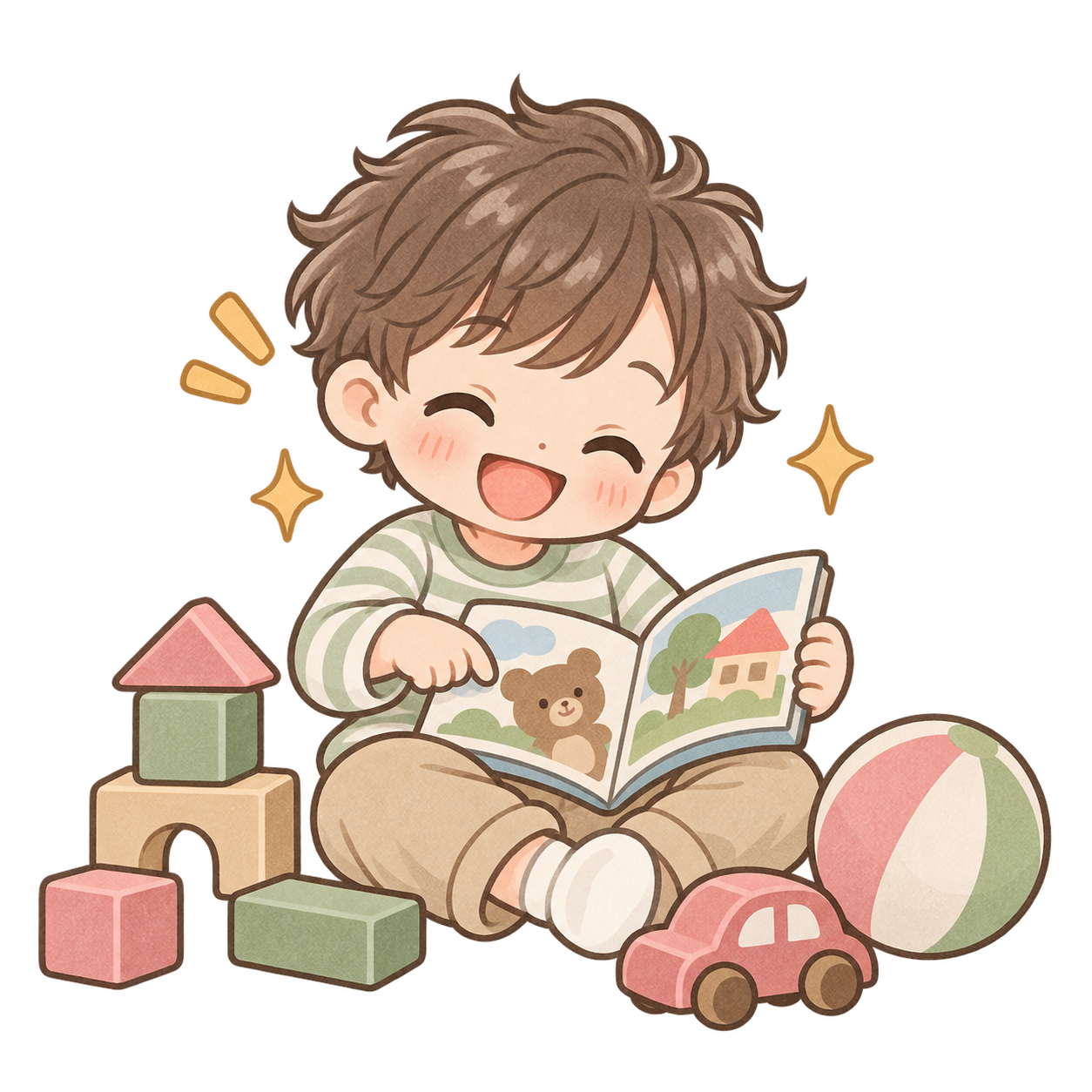 好きな遊びを選んで自由時間を過ごす子どものイラスト