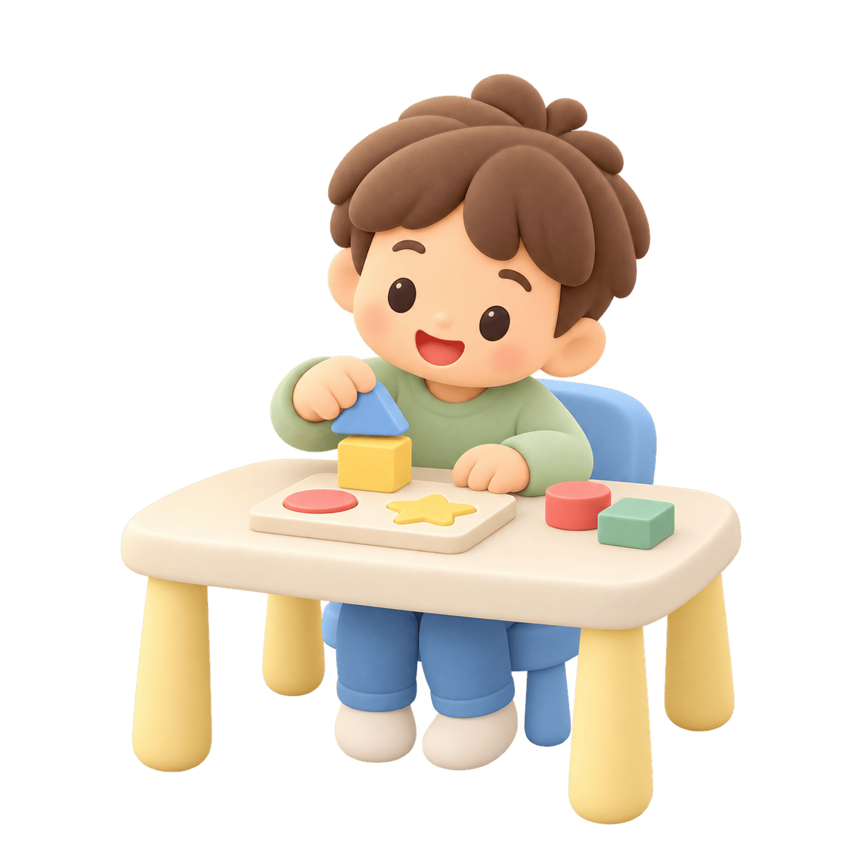 自分のペースで活動する子どもの3Dイラスト