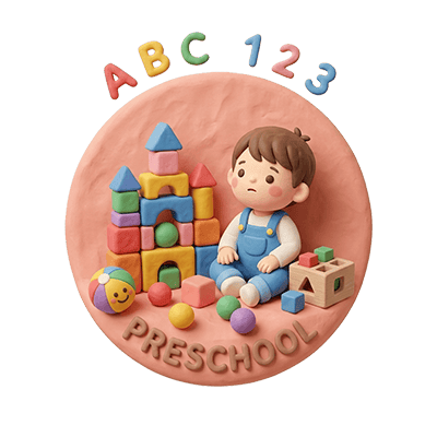 積み木やボールで遊ぶ未就学児をイメージした3Dイラスト