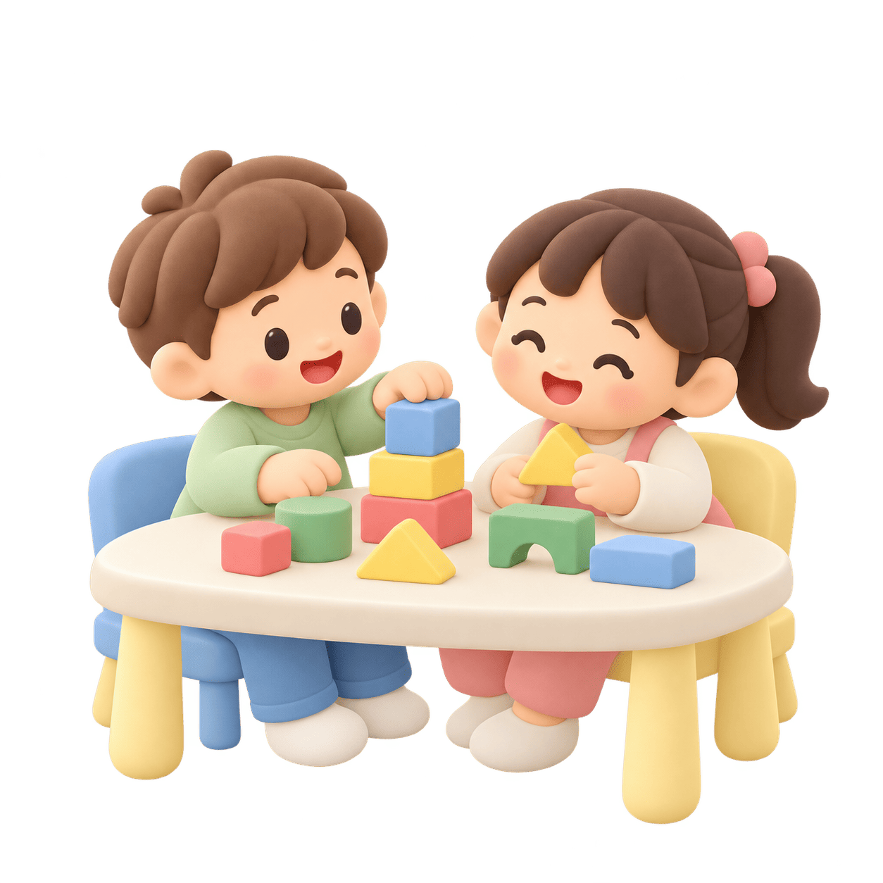 子どもたちが一緒に活動する3Dイラスト