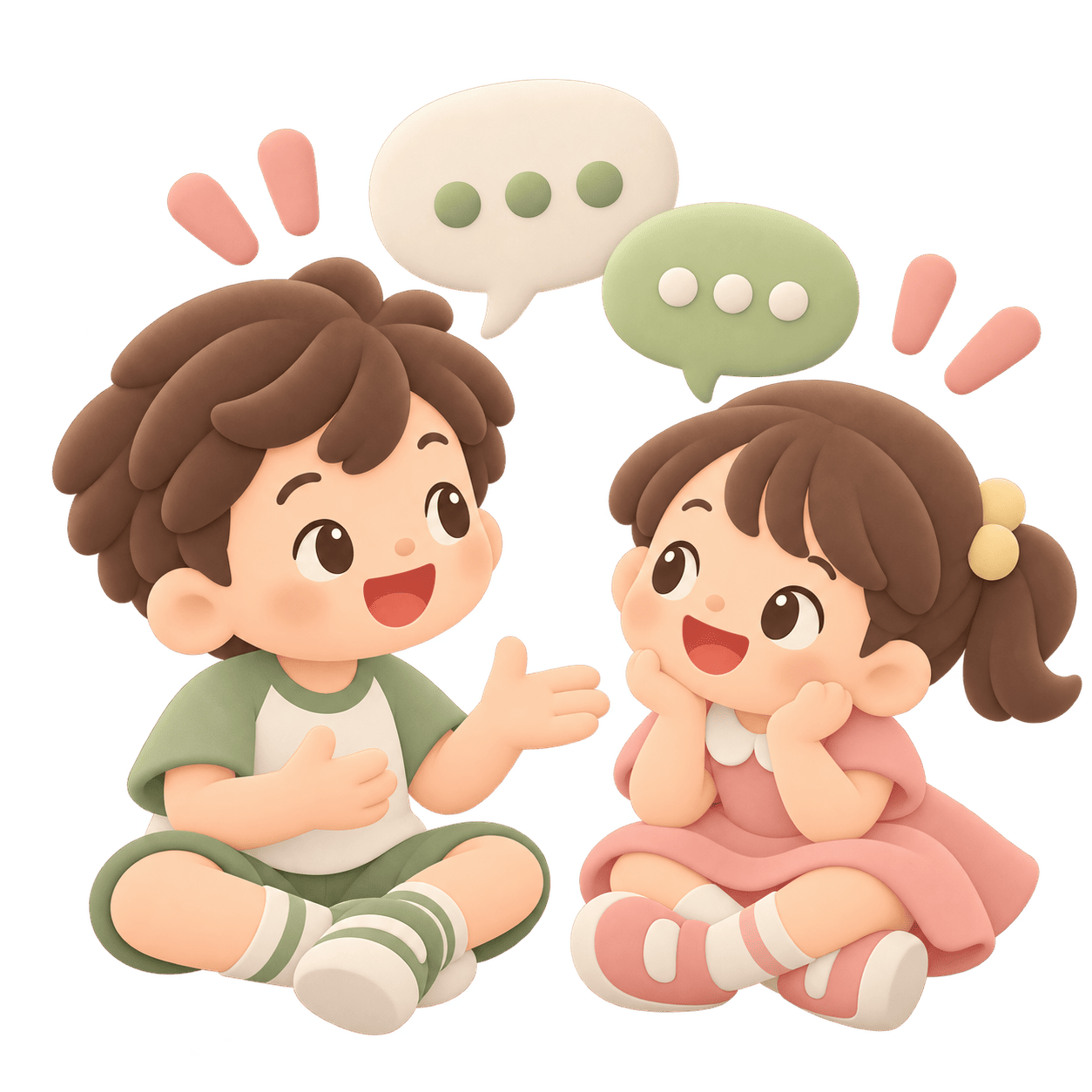 子ども同士が向き合って話をするイラスト
