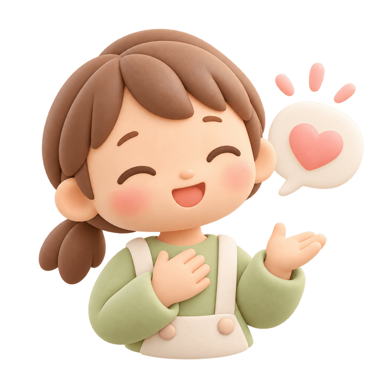 自分の気持ちを伝える子どもの3Dイラスト